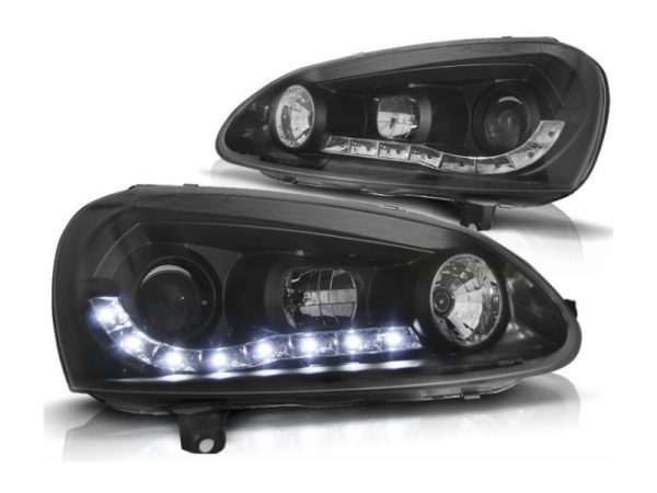 DAYLINE Headlights suitable for VW Golf V 5 (2003-2009) DRL Black
