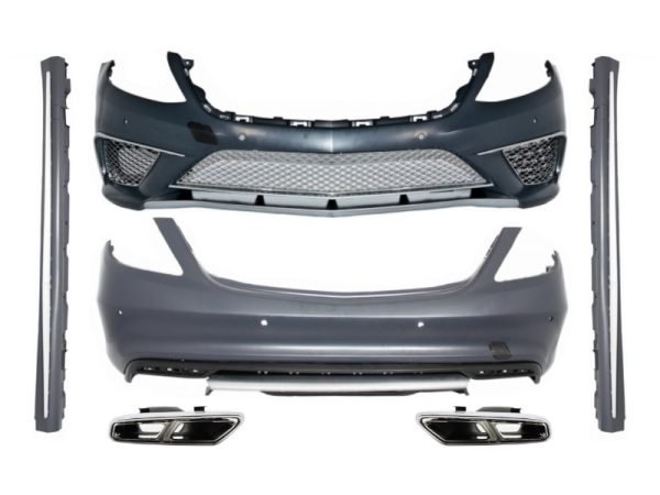 Complete Body Kit with Exhaust Tips Chrome suitable for Mercedes W222 S-Class (2013-07.2017 ) S65 Design LWB