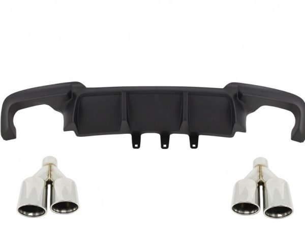 Double Outlet Air Diffuser suitable for BMW F10 5 Series (2011-2017) M-Performance Design with Exhaust Muffler Tips M-Power Chrome