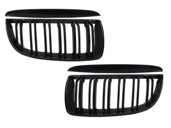 Front Kidney Grilles suitable for BMW 3 Series E90 E91 Pre-LCI (2005-2008) Double Stripe M Design Piano Black