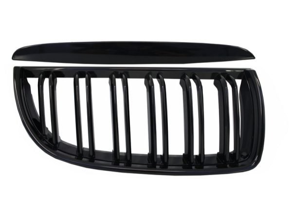 Front Kidney Grilles suitable for BMW 3 Series E90 E91 Pre-LCI (2005-2008) Double Stripe M Design Piano Black - Image 2