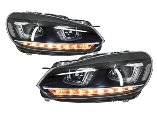 Headlights suitable for VW Golf 6 VI (2008-2013) Golf 7 3D LED DRL U-Design LED Flowing Turning Light Chrome RHD - Image 3