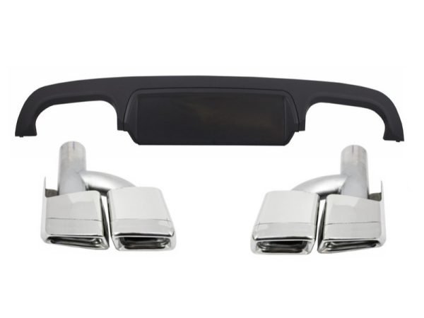 Rear Bumper Diffuser with Exhaust Muffler Tips suitable for Mercedes S-Class W221 (2005-2013)