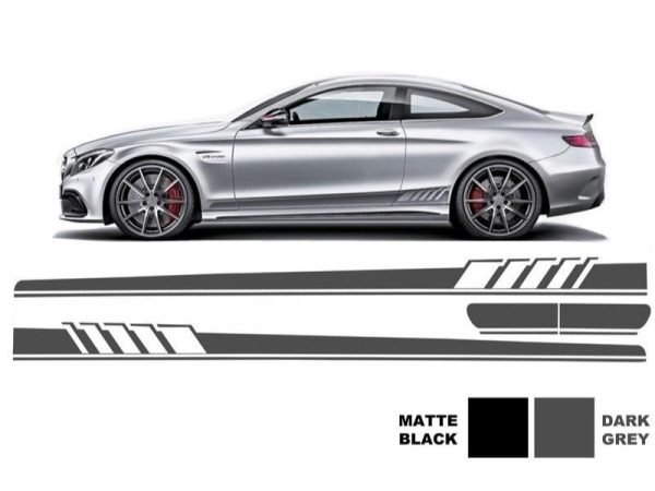 Side Decals Sticker Vinyl Dark Grey suitable for MERCEDES C-Class C205 Coupe A205 Cabriolet (2014-) C63 Design