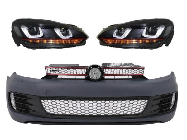 Front Bumper with Headlights LED Dynamic Turning Light suitable for VW Golf VI 6 (2008-2013) GTI Look