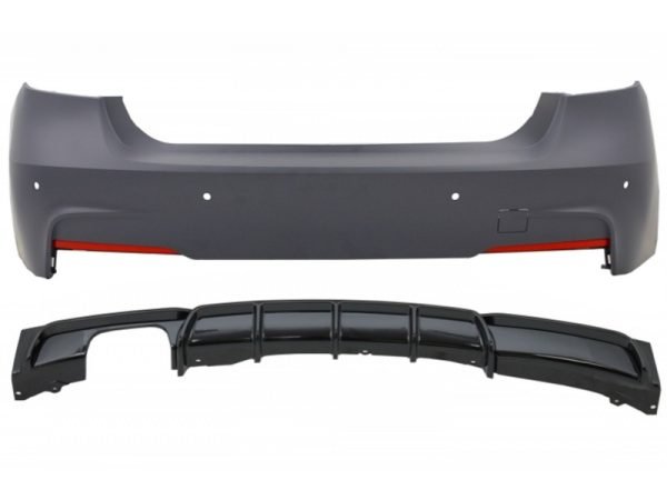 Rear Bumper M-Technik Design Rear Diffuser Spoiler Piano Black Left Double Outlet suitable for BMW 3 Series F30 2011+