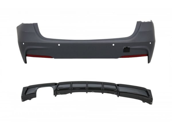 Rear Bumper M-Technik Design Diffuser Piano Black Valance Spoiler Left Double Outlet suitable for BMW 3 Series F31 2011+