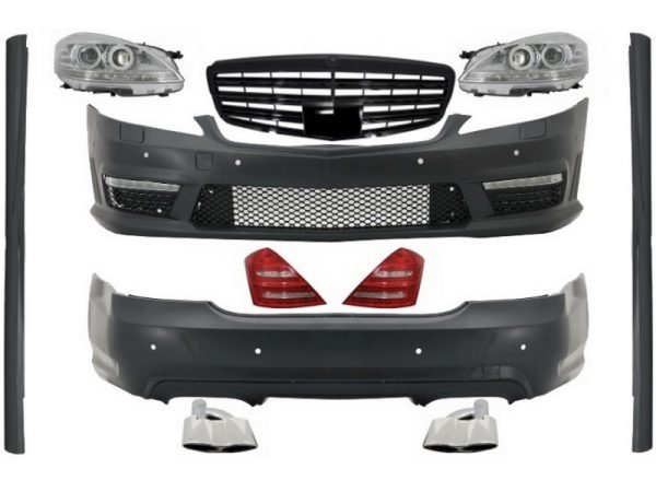 Complete Body Kit with Front Grille Piano Black suitable for MERCEDES-Benz S-Class W221 2005-2009 (LWB) Facelift Design