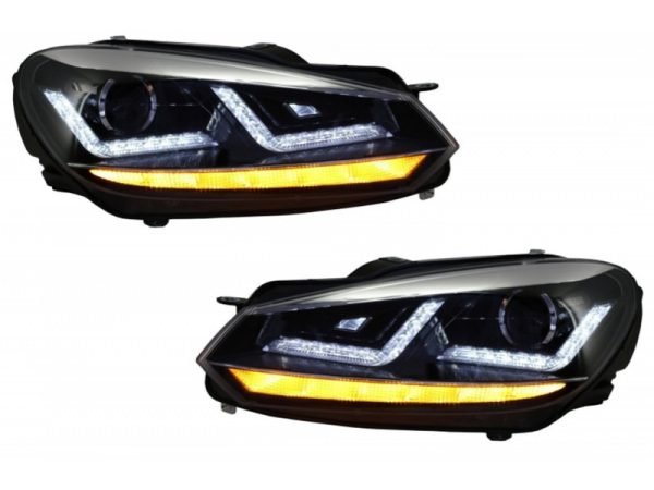 Front Grille suitable for VW Golf VI (2008-2012) with Osram Xenon Headlights Chrome LED Dynamic Sequential Turning Lights R20 Design - Image 2