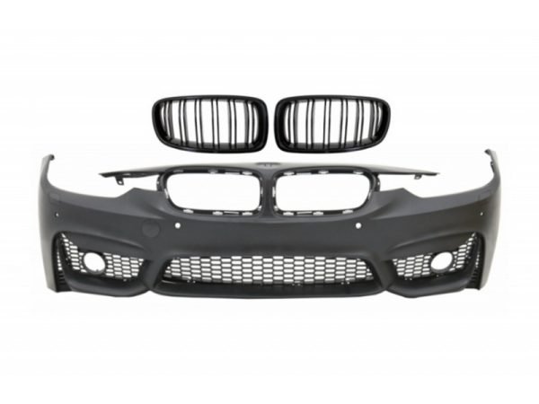 Front Bumper with Kidney Grilles Double Stripes suitable for BMW 3 Series F30 F31 Non LCI & LCI (2011-2018) M3 Sport EVO Design