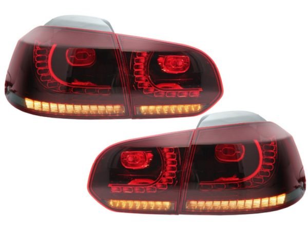 Taillights Full LED suitable for VW Golf 6 VI (2008-2013) R20 Design Red Cherry with Sequential Dynamic Turning Lights (LHD and RHD)