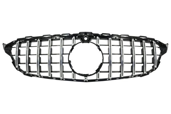 Front Grille suitable for Mercedes C-Class W205 S205 A205 C205 (2014-2018) GT-R Panamericana Design Chrome With 360 Camera