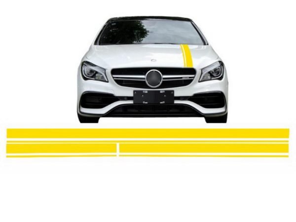 Set Sticker Matte Yellow Upper Bonnet Roof & Tailgate suitable for MERCEDES CLA W117 C117 X117 (2013-2016) A Class W176 (2012-2018)