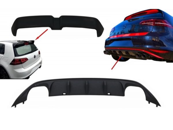 Kit Rear Bumper Air Diffuser ABT Look with Roof Spoiler GTI OETT Design suitable for VW Golf 7 VII (2013-2017)