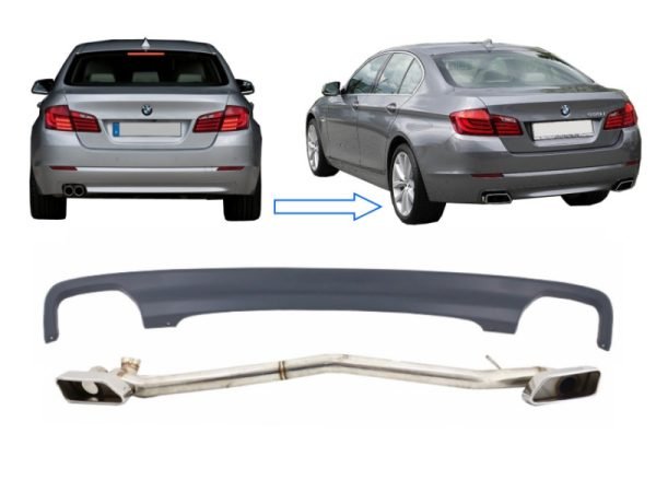 Double Outlet Air Diffuser BMW 5 Series F10 (2011-2017) M 550i Design with Exhaust System suitable for Standard Bumper