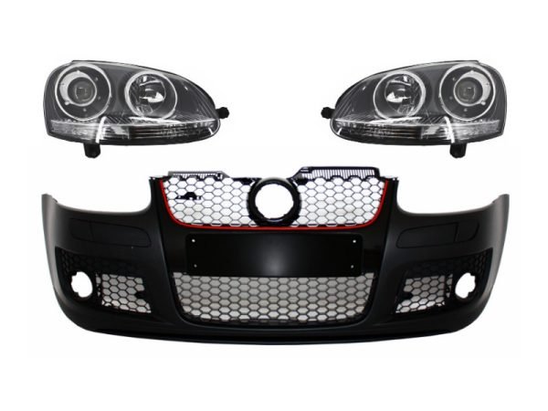 Front Bumper with Xenon Look Headlights RHD suitable for VW Golf 5 V Mk5 (2003-2007) Jetta (2005-2010) GTI Design