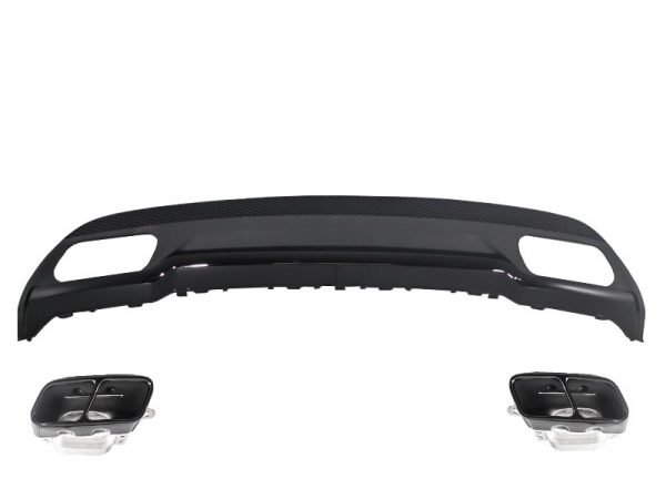 Rear Bumper Air Diffuser with Exhaust Tips Tailpipe suitable for Mercedes A-Class W176 (2012-up) and Central Grille GT-R Panamericana Design Sport Pack - Slika 2