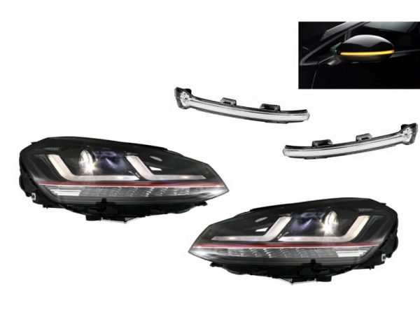 Osram Full LED Headlights with Dynamic Mirror Indicators suitable for VW Golf 7 VII (2012-2017) Red GTI Upgrade Xenon&Halogen
