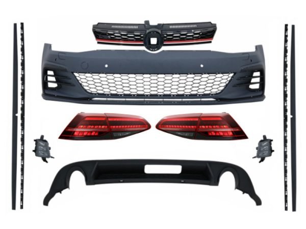 Body Kit suitable for VW Golf 7.5 VII Facelift (2017-up) GTI Design with LED Taillights Dynamic Sequential Turning Lights Dark Cherry Red
