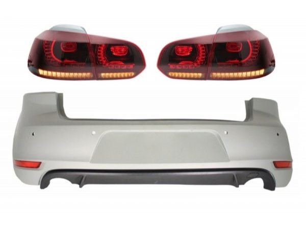 Rear Bumper suitable for VW Golf 6 VI (2008-2012) with Taillights FULL LED Red/Smoke GTI Design