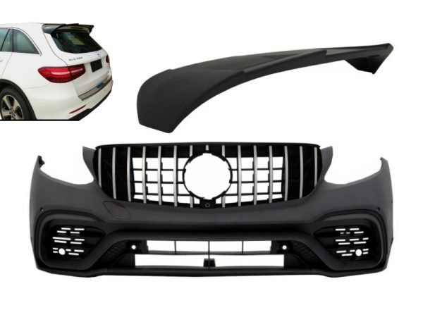 Front Bumper with Rear Roof Spoiler suitable for Mercedes GLC X253 SUV (2015-2019) GLC 63 Design