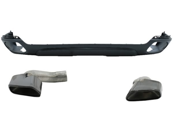 Rear Bumper Valance Diffuser with Square Exhaust Tips suitable for BMW X5 F15 (2013-2018) M-Tech V8 Design For Standard Rear Bumper Dark Grey Edition