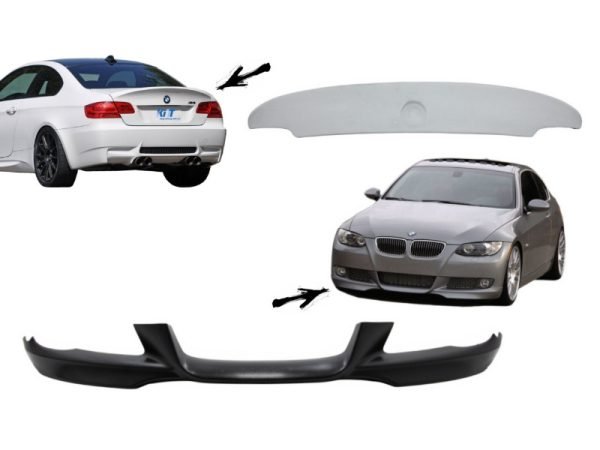 Front Bumper Lip and Rear Trunk Spoiler Lid suitable for BMW 3 Series E92/E93 (2007-2009) Coupe Cabrio M-Tech Sport CLS Design