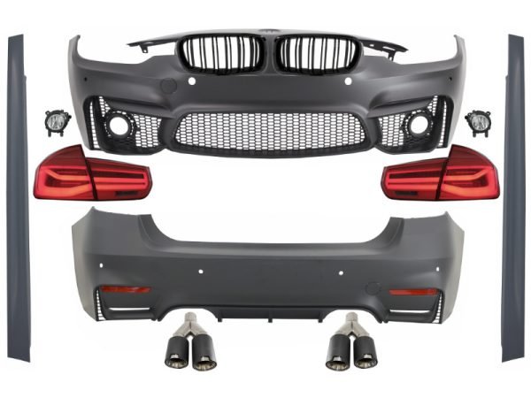 Body Kit suitable for BMW 3 Series F30 (2011-2019) with LED Taillights Dynamic Sequential Turning Light and Exhaust Muffler Tips Carbon