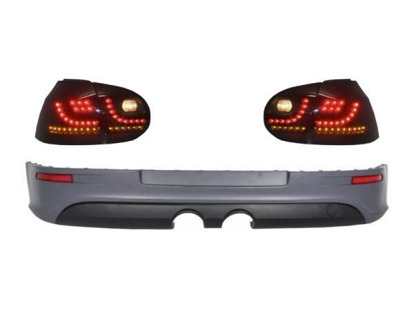 Rear Bumper Extension with Taillights LED Smoke Black suitable for VW Golf 5 V (2003-2007) R32 Look