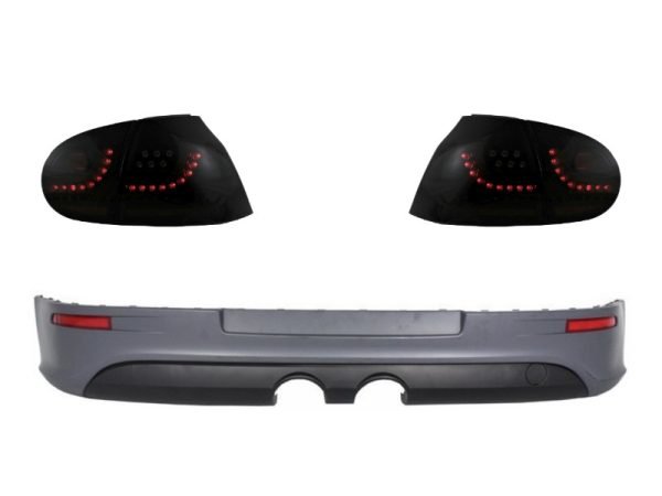 LED Taillights Smoke Black Dynamic Sequential Lights with Rear Bumper Extension suitable for VW Golf 5 (2004-2007) Urban Style R32 Design