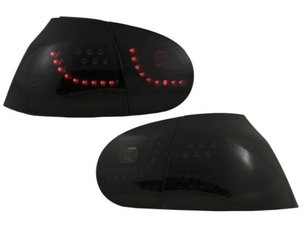 LED Taillights Smoke Black Dynamic Sequential Lights with Rear Bumper Extension and Side Skirts suitable for VW Golf 5 (2004-2007) Urban Style R32 Design - Slika 2