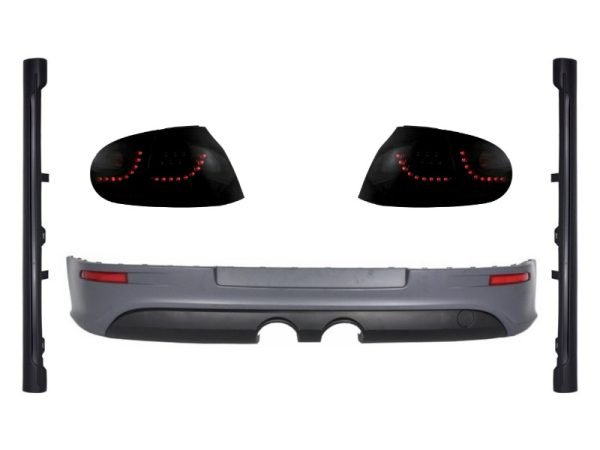 LED Taillights Smoke Black Dynamic Sequential Lights with Rear Bumper Extension and Side Skirts suitable for VW Golf 5 (2004-2007) Urban Style R32 Design