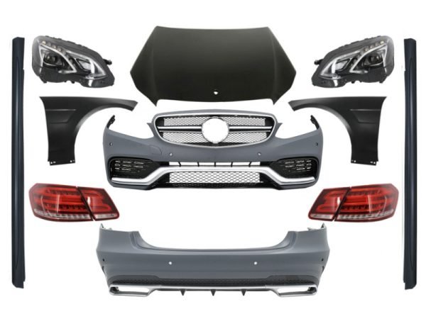 Body Kit with LED Headlights and Light Bar Taillights suitable for MERCEDES E-Class W212 Facelift (2013-2016) E63 Design