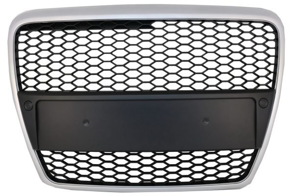 Badgeless Front Grille suitable for Audi A6 4F 4F2 C6 (2004-2011) Limousine Avant RS Design Matte Silver