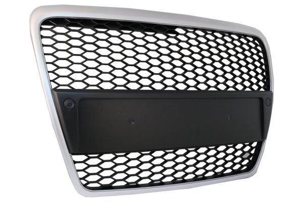 Badgeless Front Grille suitable for Audi A6 4F 4F2 C6 (2004-2011) Limousine Avant RS Design Matte Silver - Slika 2