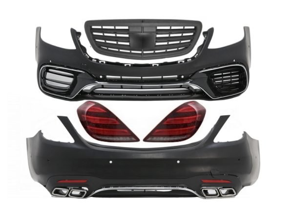 Body Kit with Taillights Full LED Sequential Dynamic Turning Lights and Grille Matte Black suitable for Mercedes S-Class W222 (2013-06.2017) S63 Design