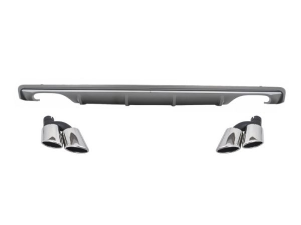 Rear Bumper Valance Diffuser suitable for Audi A3 8V Sedan (2012-2015) with Exhaust Muffler Tips Tail Pipes S3 Design