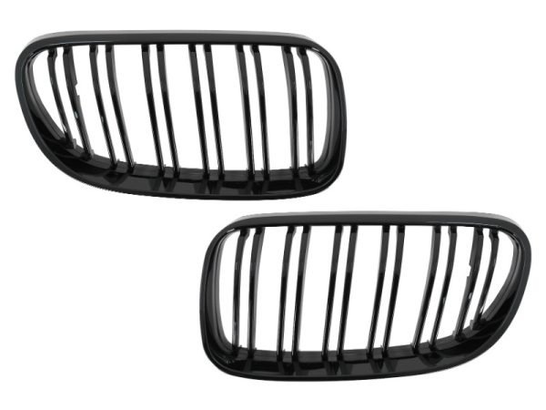 Front Kidney Grilles suitable for BMW 3 Series E92 E93 Coupe Convertible LCI (2010-2015) Double Stripe Piano Black