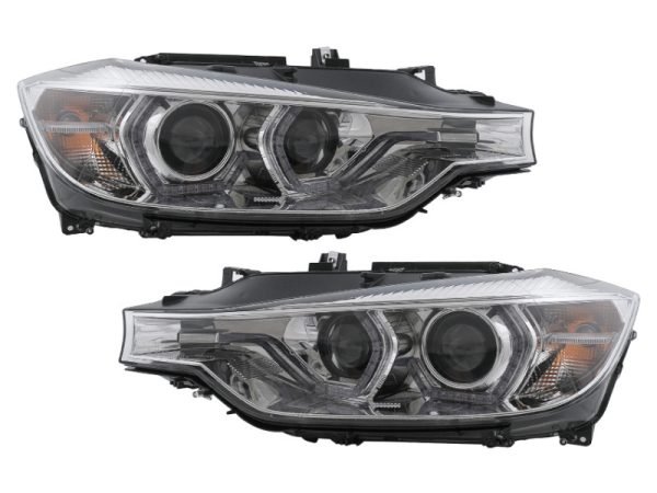 LED DRL Angel Eyes Headlights suitable for BMW 3 Series F30 F31 LCI Sedan Touring (2015-2019) Chrome