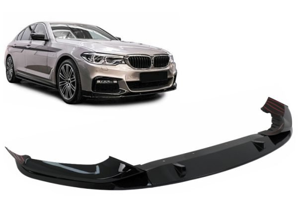 Front Bumper Spoiler Lip suitable for BMW 5 Series G30 Limousine G31 Touring (2017-2019) M Sport Design Piano Black