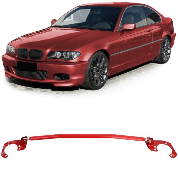 BMW E46 6-cylinder 320i 323i 325i 328i 330i Red Aluminum Strut Brace