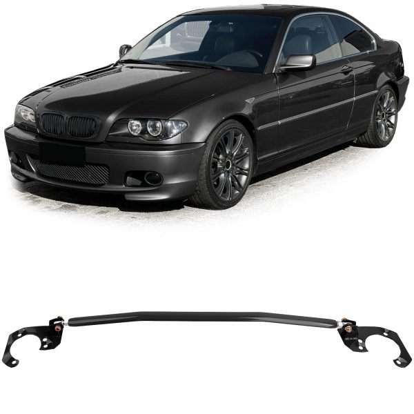 BMW E46 6-cylinder 320i 323i 325i 328i 330i Black Aluminum Strut Brace