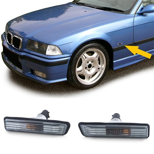 BMW 3 SERIES E36 X5 E53 Clear Glass Black Smoke Crystal Side Indicators