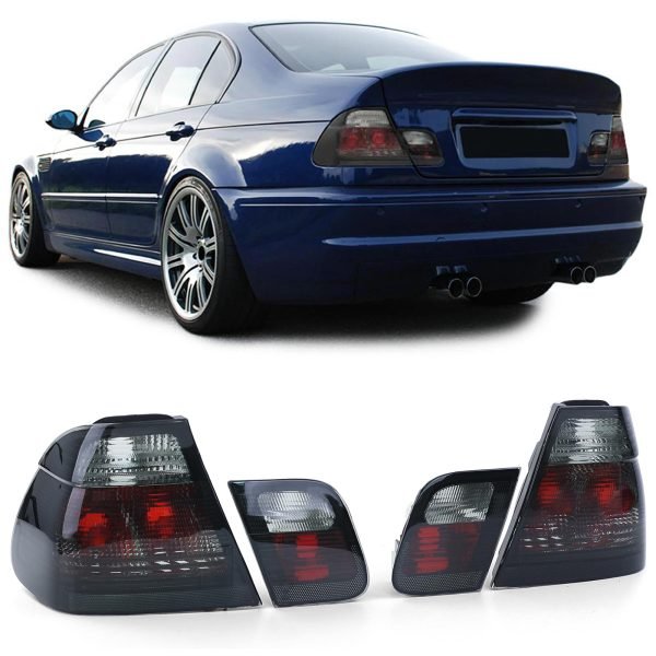 BMW 3 SERIES E46 Clear Glass Black Smoke Crystal Taillights