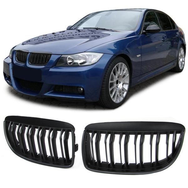 BMW 3 SERIES E90/E91 Performance Matt Black Double-Bar Grilles