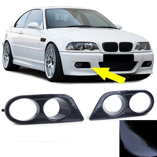 BMW 3 SERIES E46 Gloss Black Front Fog Lights Surrounds