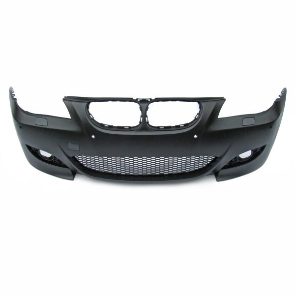 Front bumper, BMW E60 Facelift 03.2007-03.2010, with cuttings for headlight cleaning system and PDC, sport look
