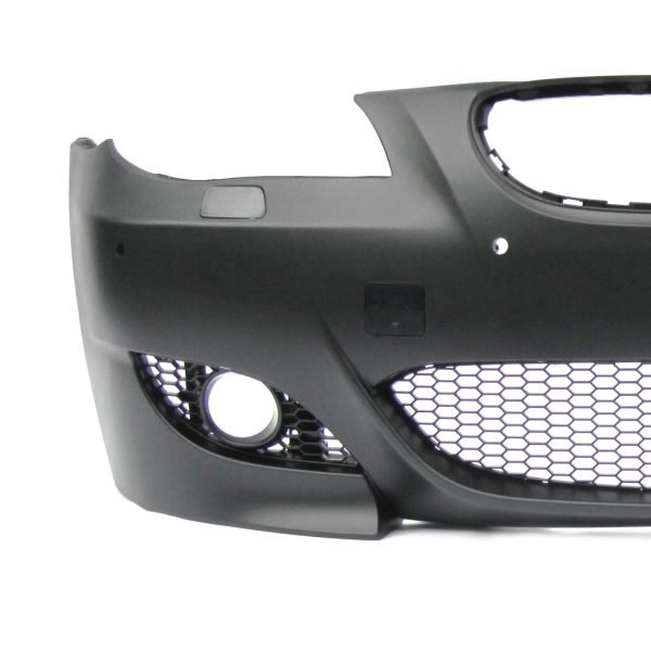 Front bumper, BMW E60 Facelift 03.2007-03.2010, with cuttings for headlight cleaning system and PDC, sport look - Slika 2