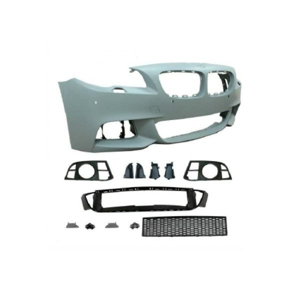 Front bumper in sport design with HCS and PDC holes suitable for BMW 5 series F10 LCi and F11 Touring LCi year 2013 - 2017