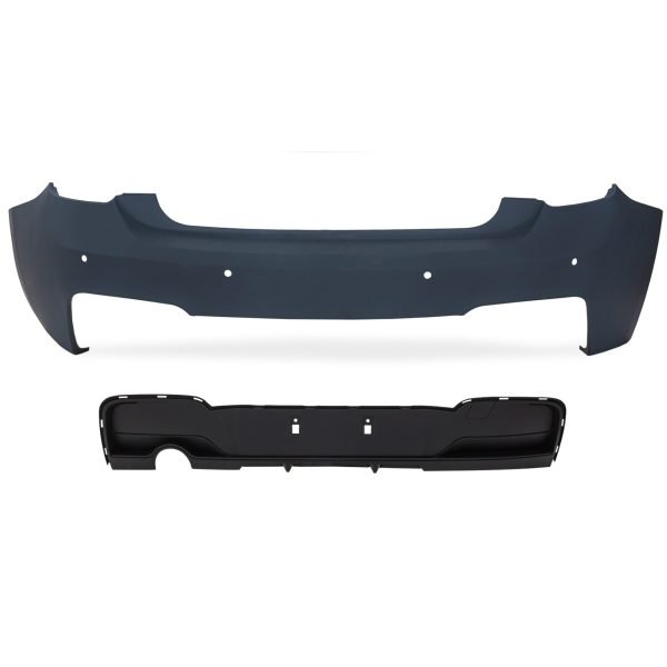 Rear bumper in sports-design with PDC holes suitable for BMW 1 Series F20, 2011-2015